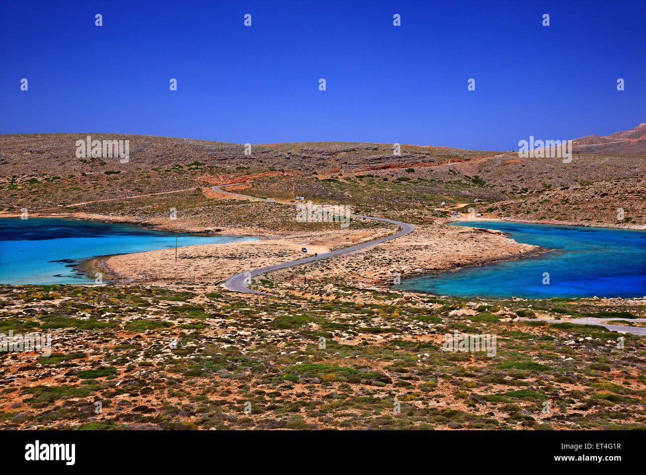 Passaggio dicavo Sidero (Capo Sidero) sul nord-est 'Edge' dell'isola di Creta, Comune di Sitia, prefettura di Lasithi in Grecia. Foto Stock