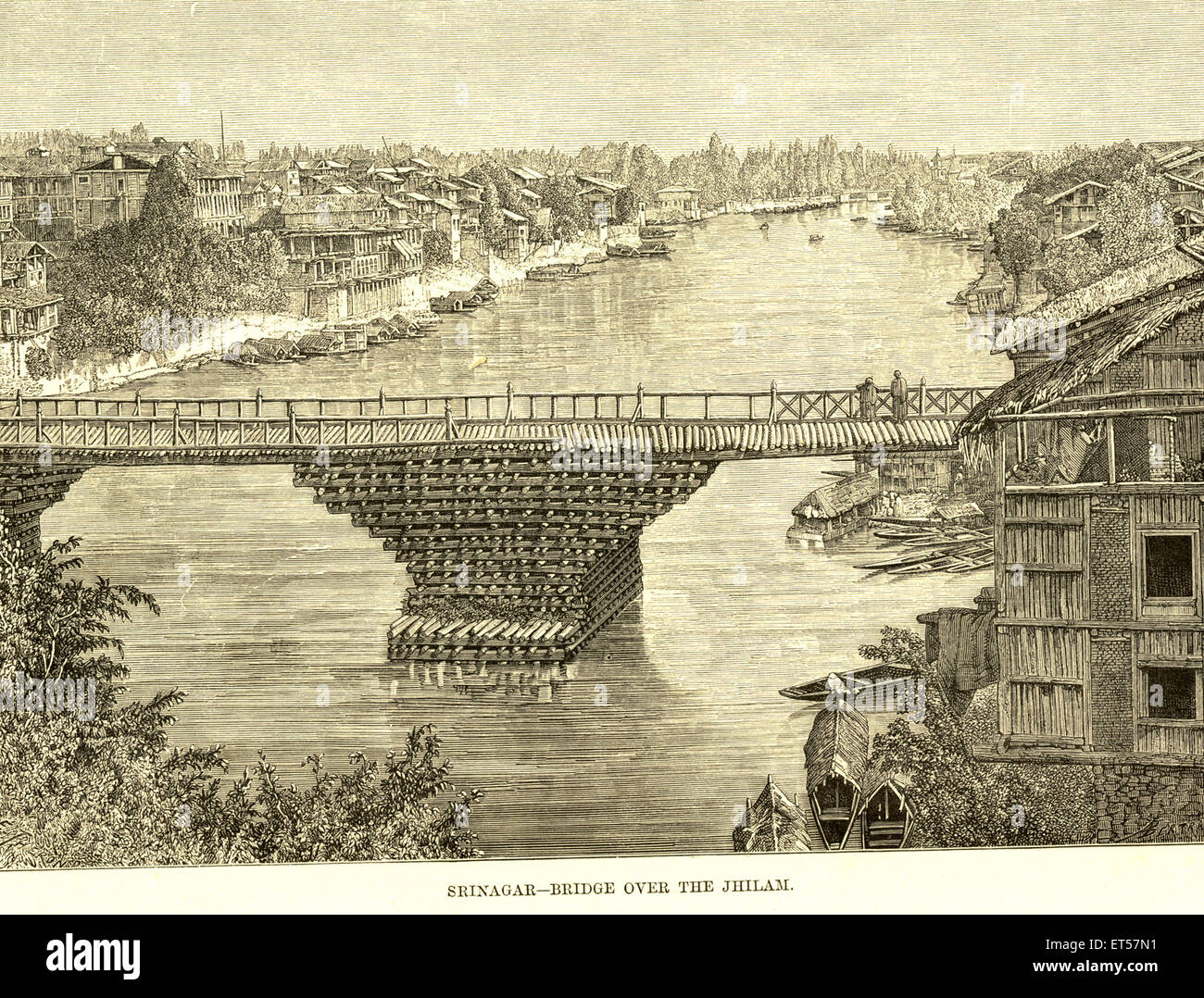 Srinagar ponte sopra il fiume Jhelum ; Jammu e Kashmir ; India Foto Stock