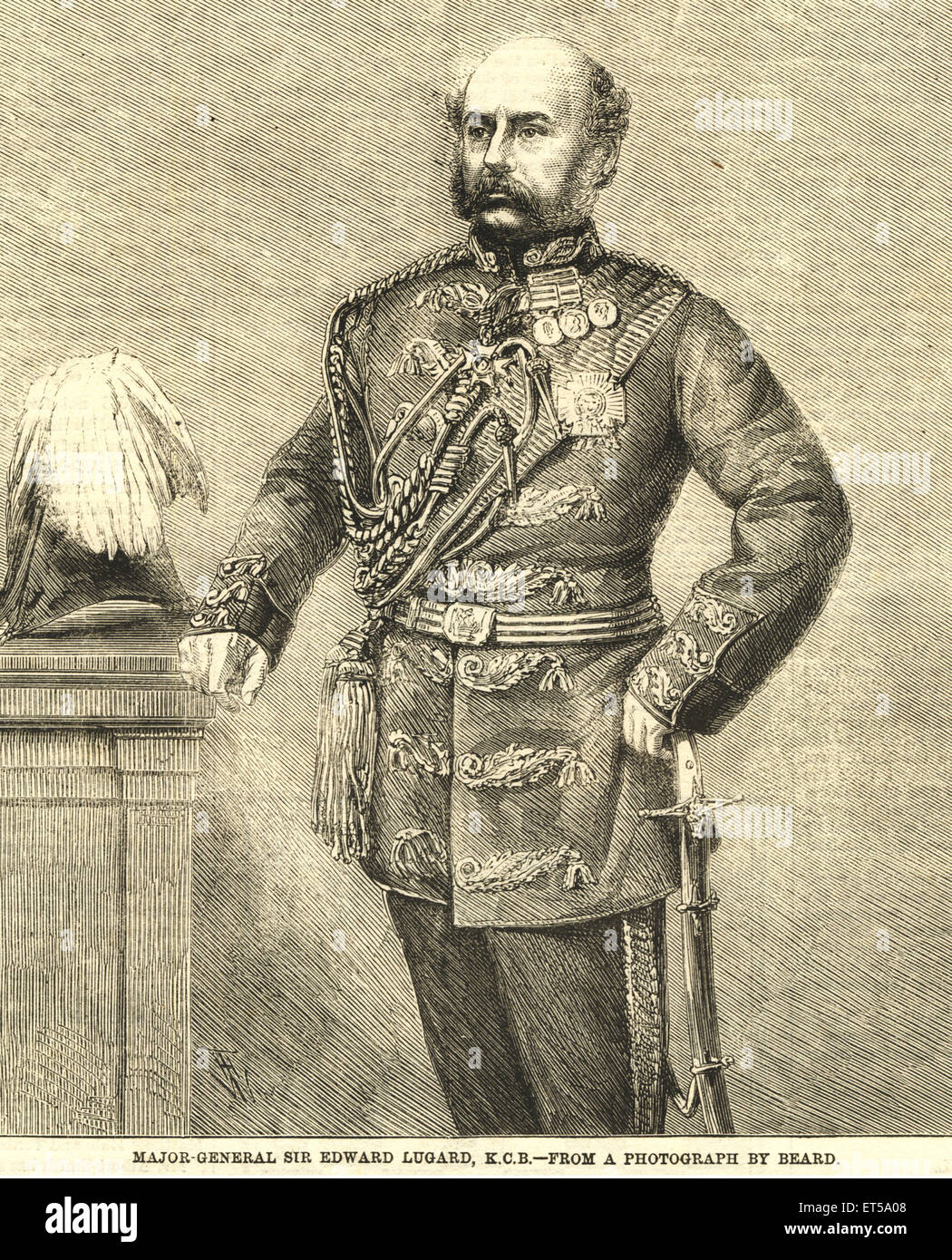 Ritratti litografici maggiore generale Sir Edward Lugard. K.C.B. ; India n. MR Foto Stock