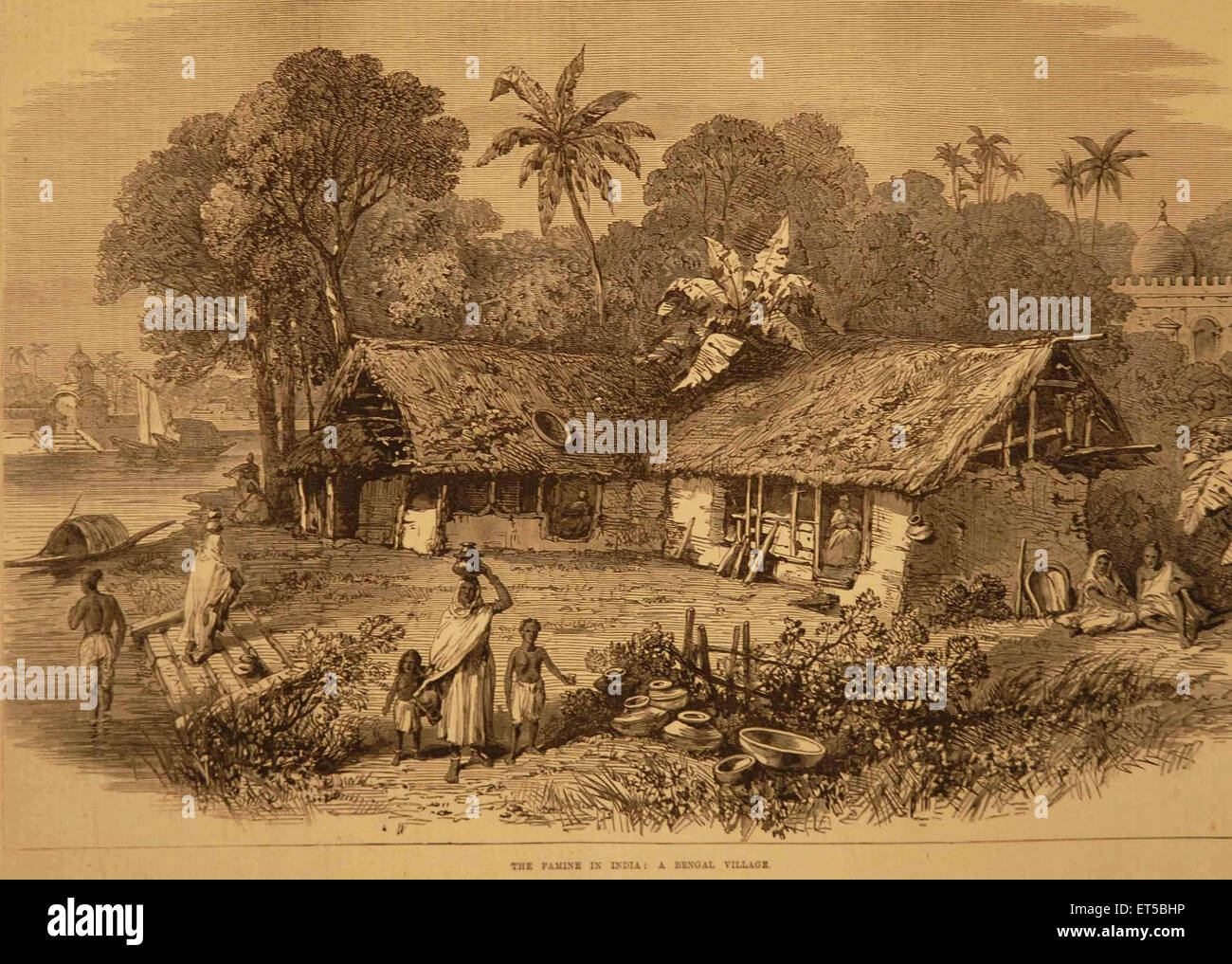 Le litografie di carestia in India Bengala Village ; Bengala Occidentale ; India Foto Stock