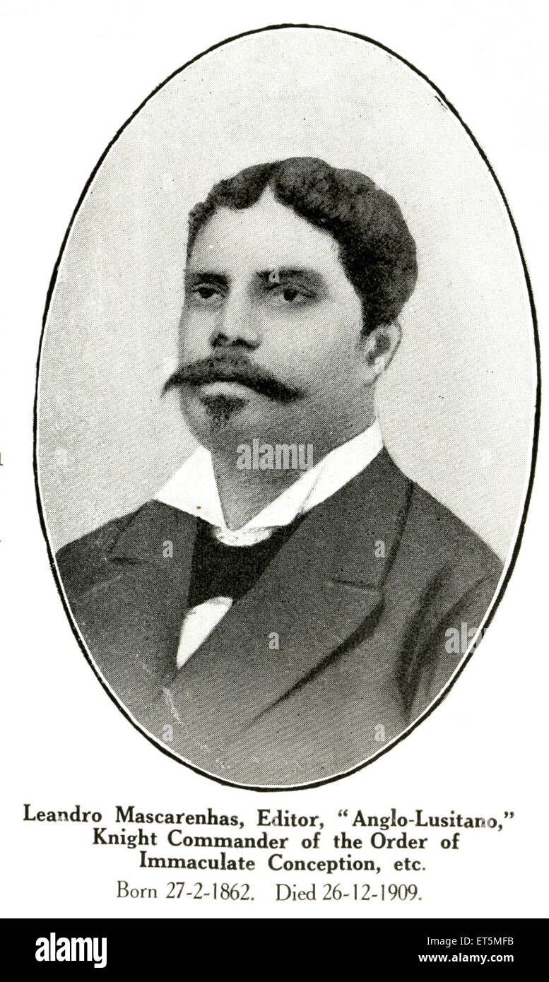 Leandro Mascarenhas Editor Anglo Lusitano Cavaliere Comandante dell'ordine di Immacolata Concezione etc nato il 27 febbraio 1862 Foto Stock