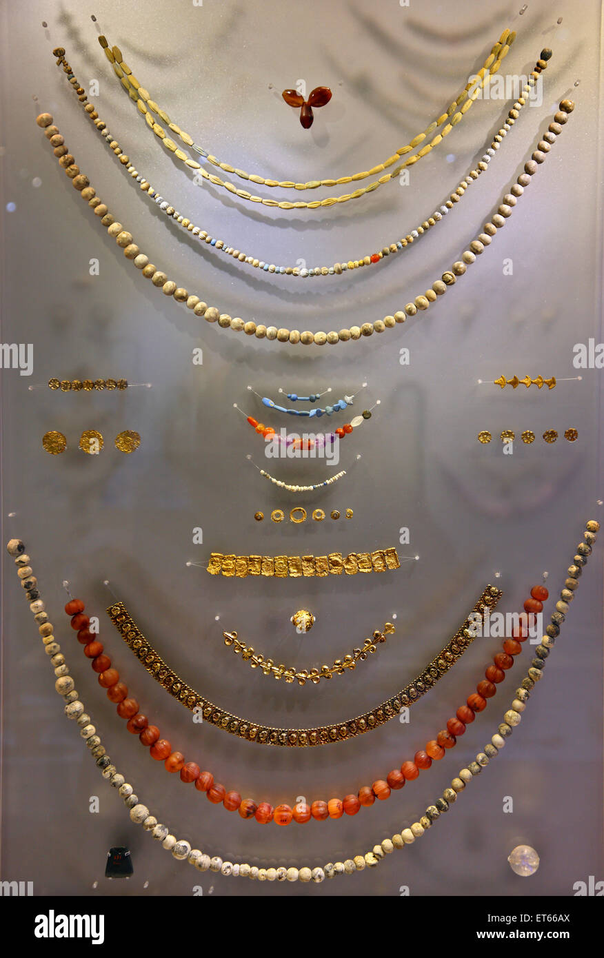 Antico (Minoan) gioielli nel Museo Archeologico di Heraklion, Creta, Grecia Foto Stock