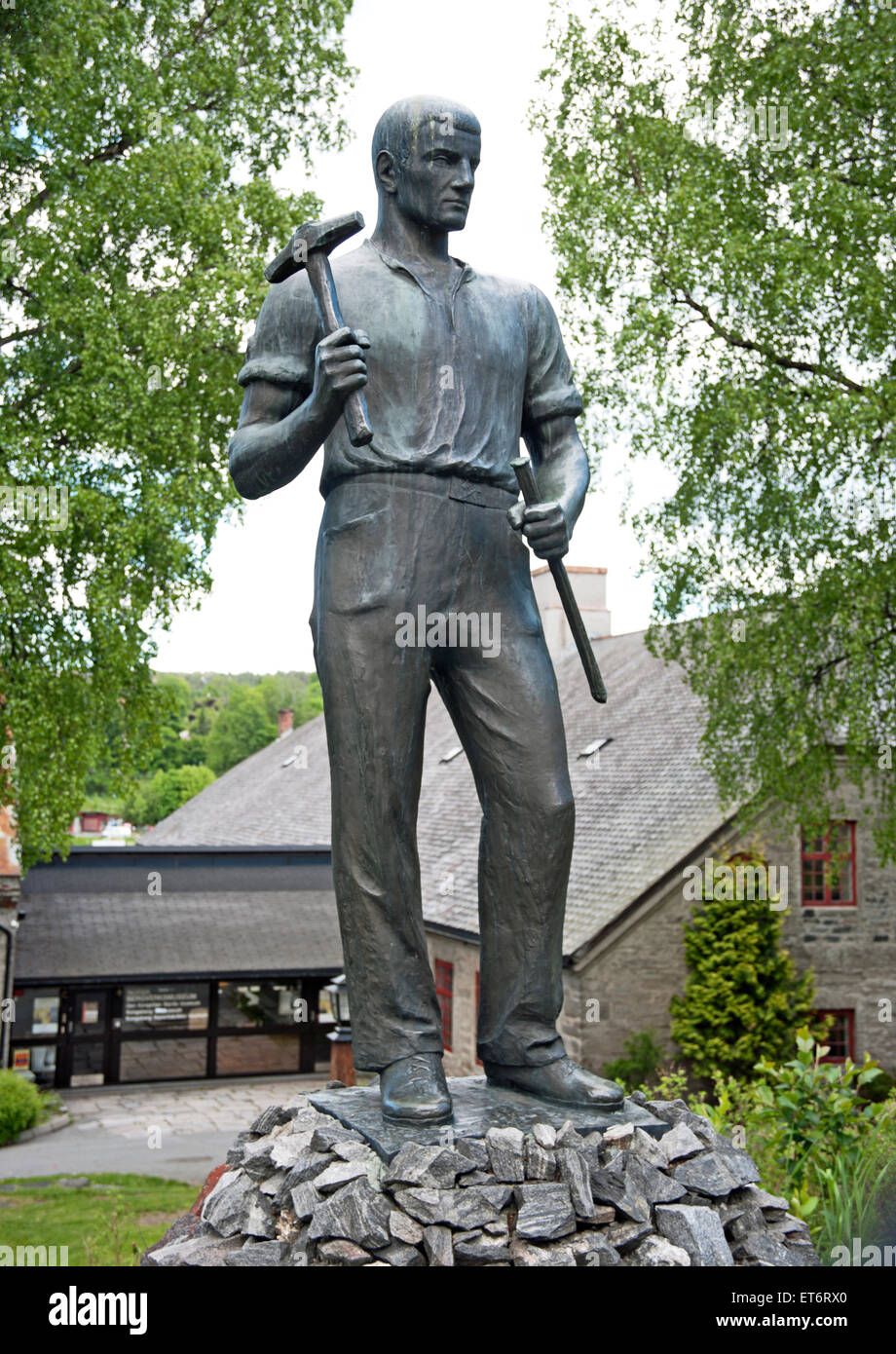 Il minatore statua lato Silver Mint, Museo delle Miniere, Kongsberg, Buskerud, Norvegia, Foto Stock