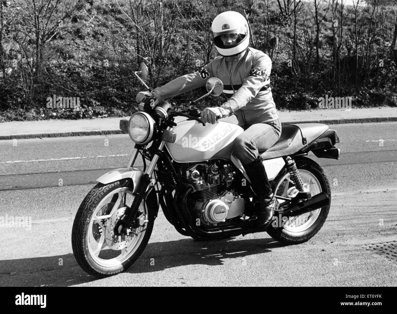 Tipico delle ultime rends nel motociclismo è questo 650cc Katana macchina da Suzuki. Irto di innovazione, questo nuovo arrivato è stato progettato con il mercato europeo in mente e volontà di vendere circa £1.700. Il 14 aprile 1981. Foto Stock