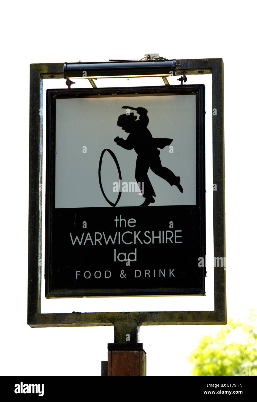 Il Warwickshire Lad pub segno, legno fine, Warwickshire, Inghilterra, Regno Unito Foto Stock
