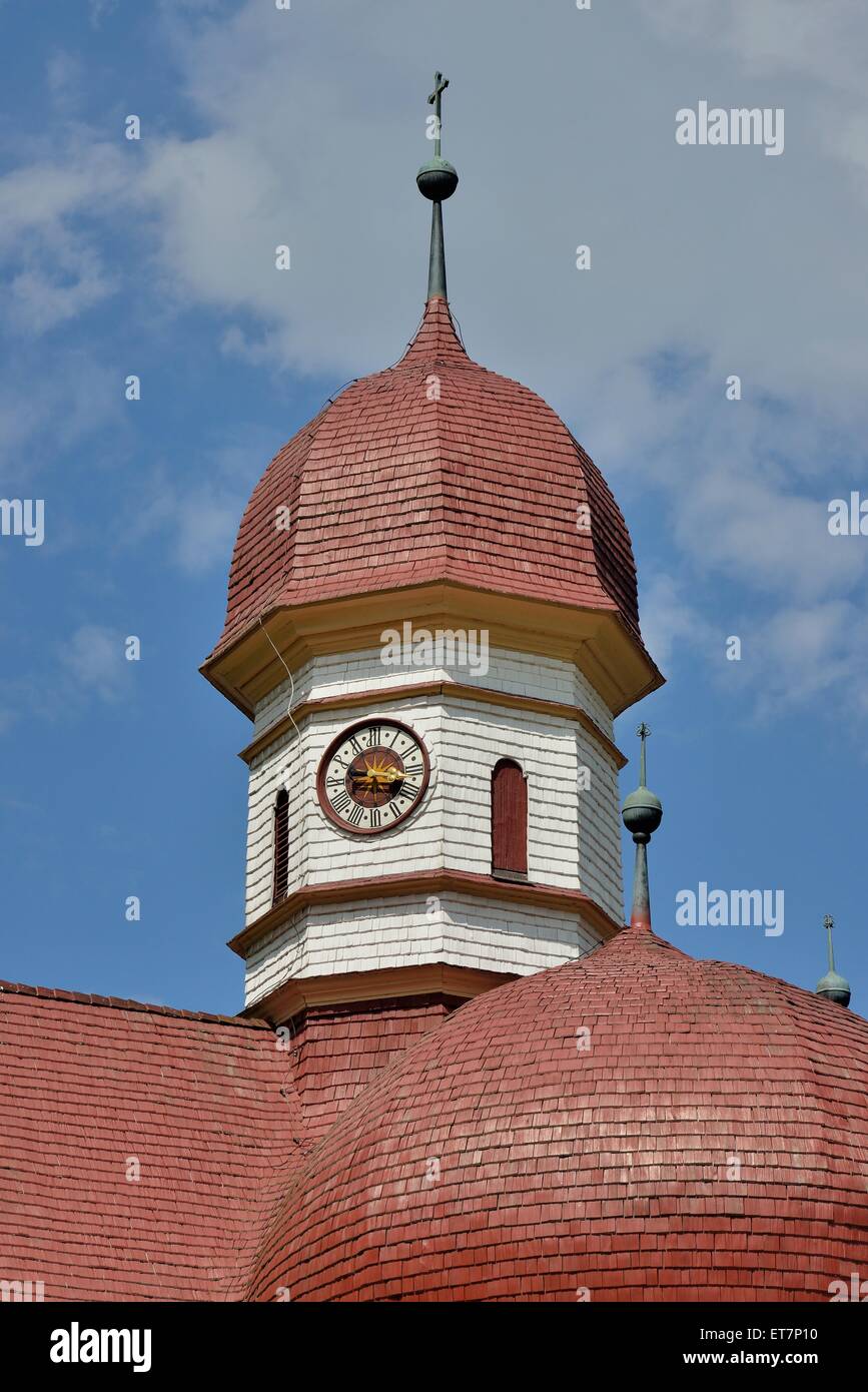 Cupola a cipolla di un pellegrinaggio alla chiesa di San Bartolomeo sul lago di Königssee, Alta Baviera, Baviera, Germania Foto Stock