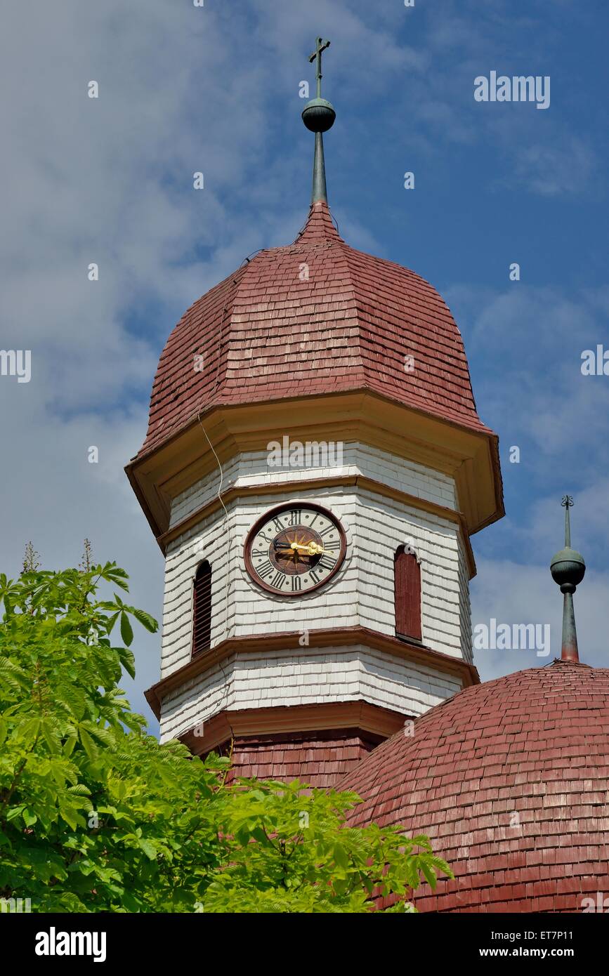 Cupola a cipolla di un pellegrinaggio alla chiesa di San Bartolomeo sul lago di Königssee, Alta Baviera, Baviera, Germania Foto Stock