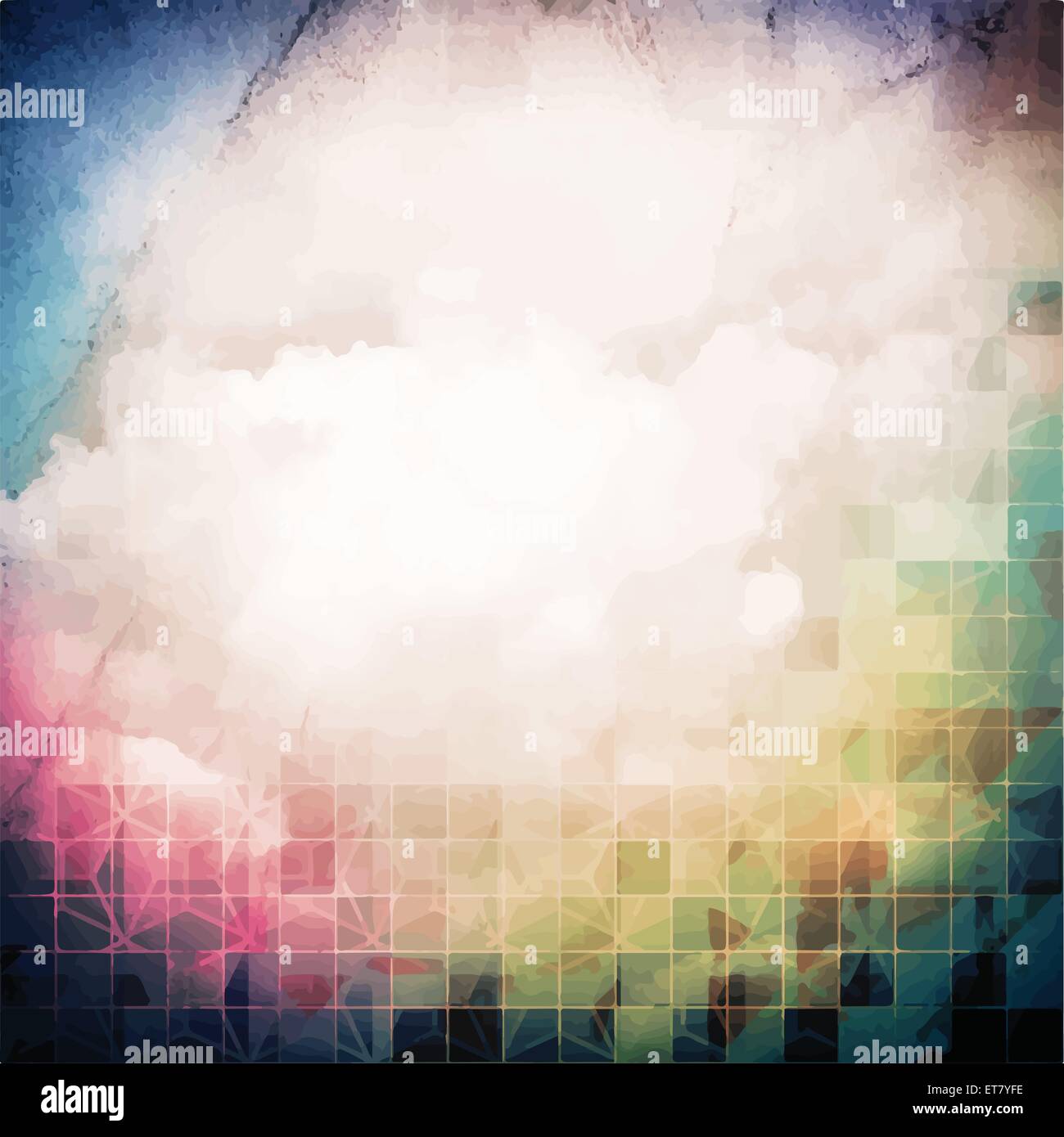 Dipinto astratto sfondo geometrico da acquerello square con le nuvole Illustrazione Vettoriale