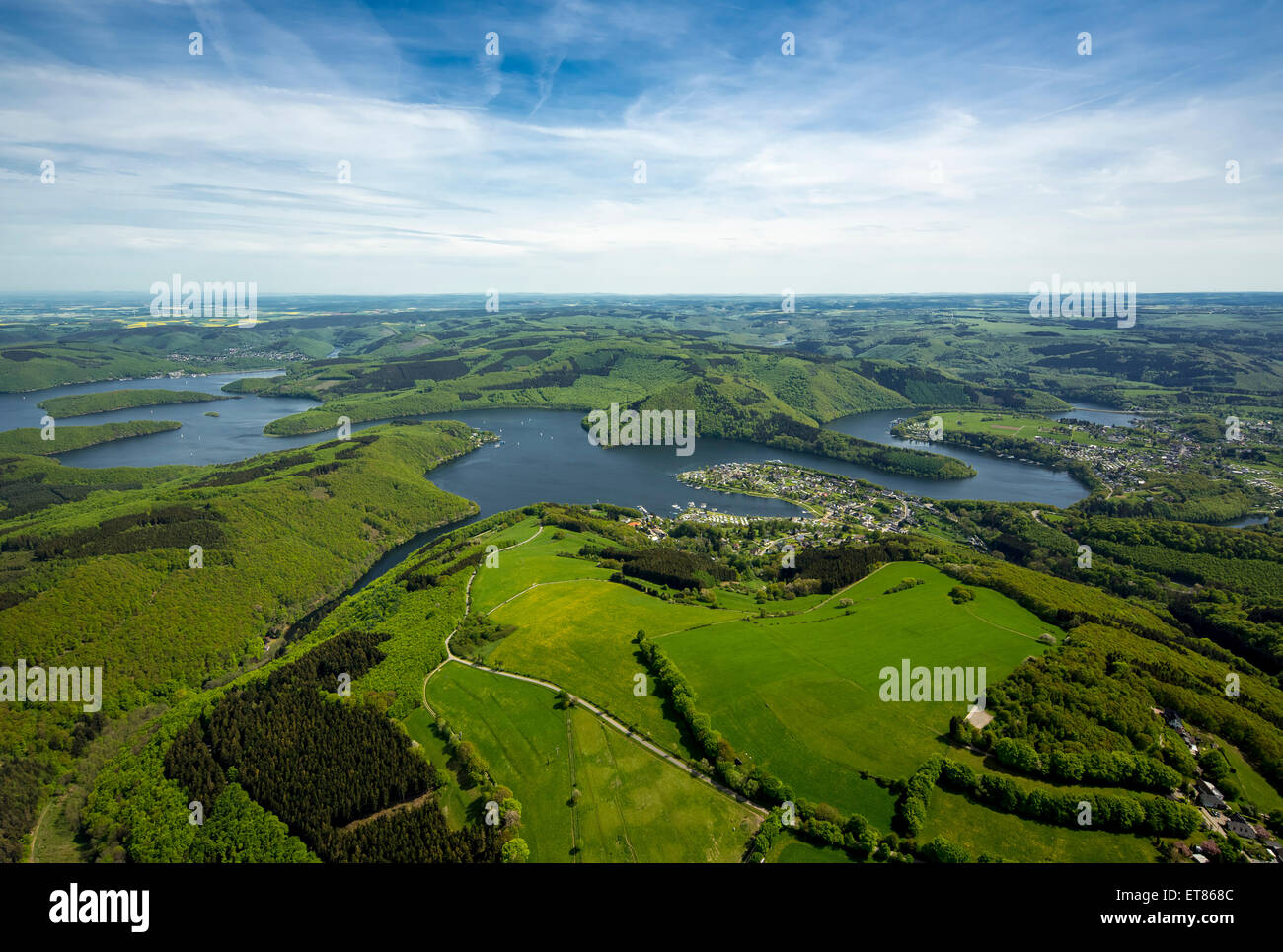 Rur serbatoio, Rur Dam, Simmerath, Eifel, nella Renania settentrionale-Vestfalia, Germania Foto Stock