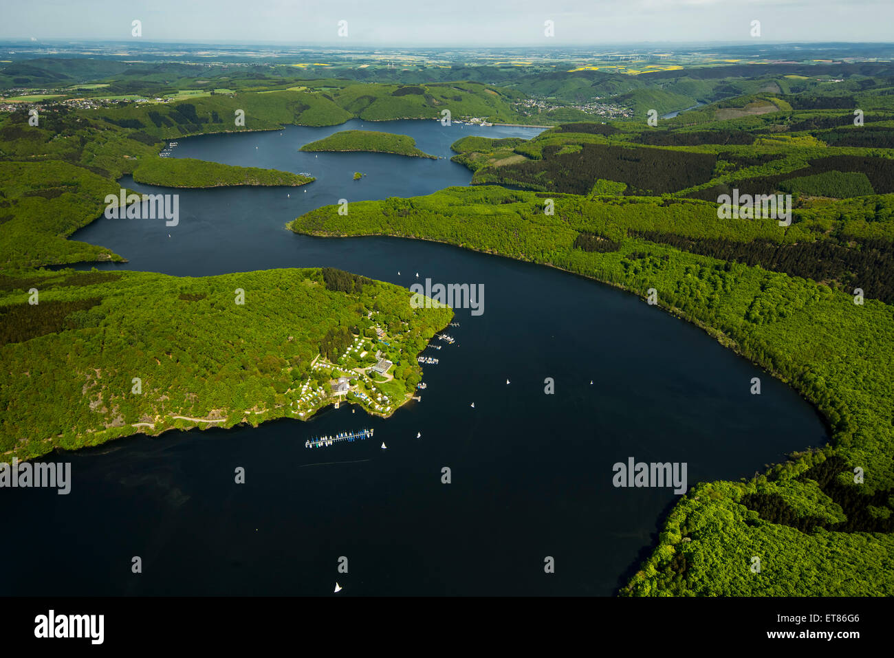 Rur serbatoio, Rur Dam, Simmerath, Eifel, nella Renania settentrionale-Vestfalia, Germania Foto Stock