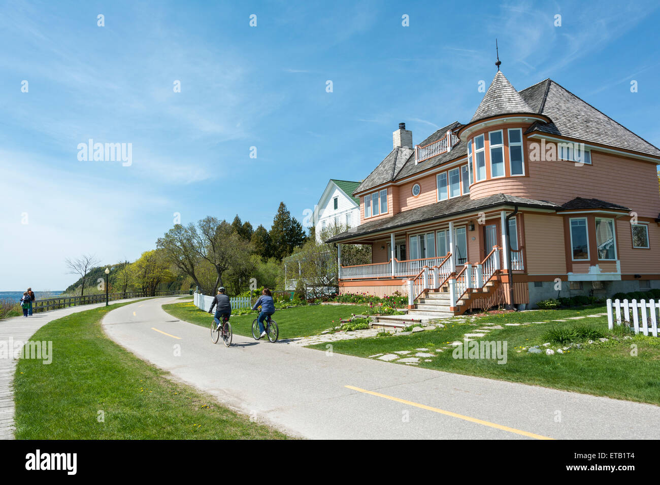Michigan, isola di Mackinac, residenza privata si affaccia su stretto di Mackinac, Lago Huron Foto Stock