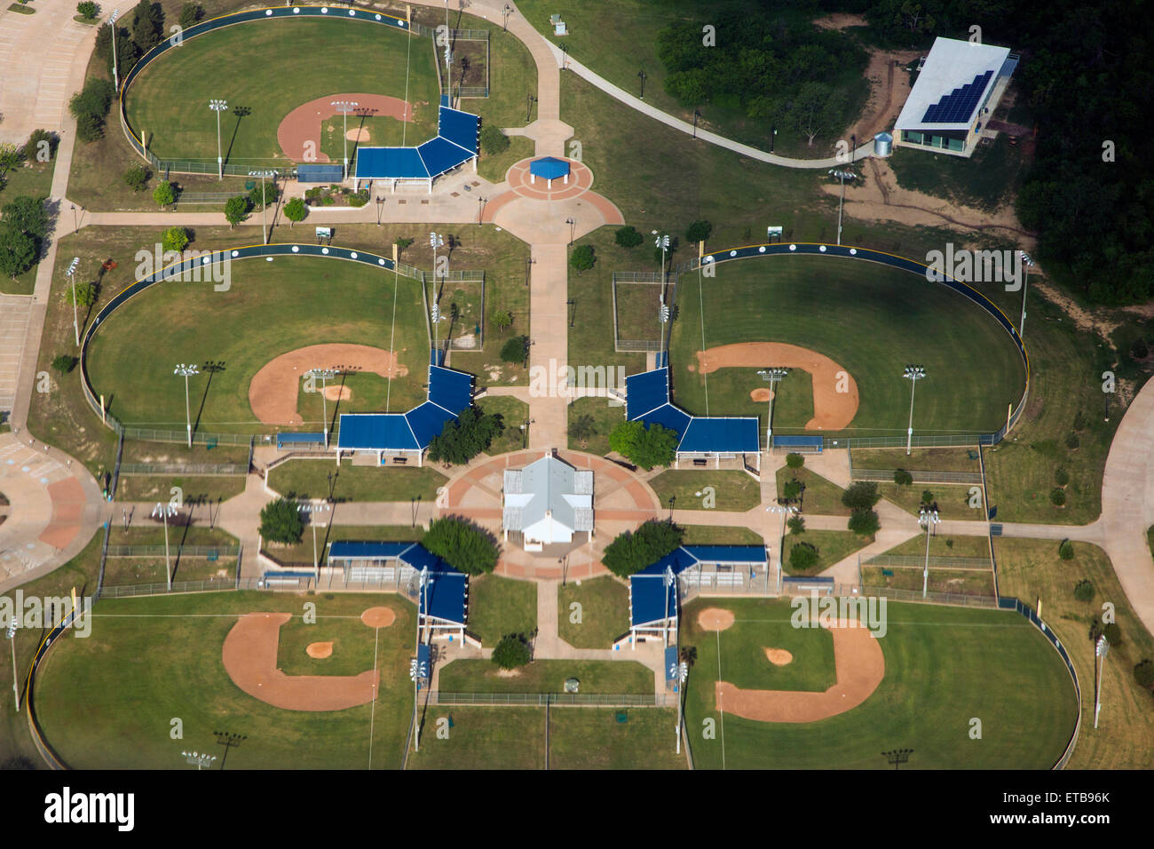 Coppell, Texas - campi da baseball in un parco della città. Foto Stock