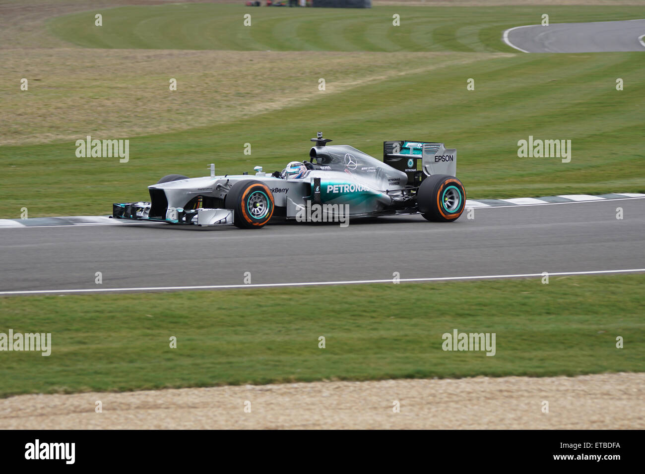WEC Campione del Mondo Anthony Davidson dimostra l'Ex Lewis Hamilton Mercedes Benz W04 al Goodwood Assemblea dei Soci Foto Stock