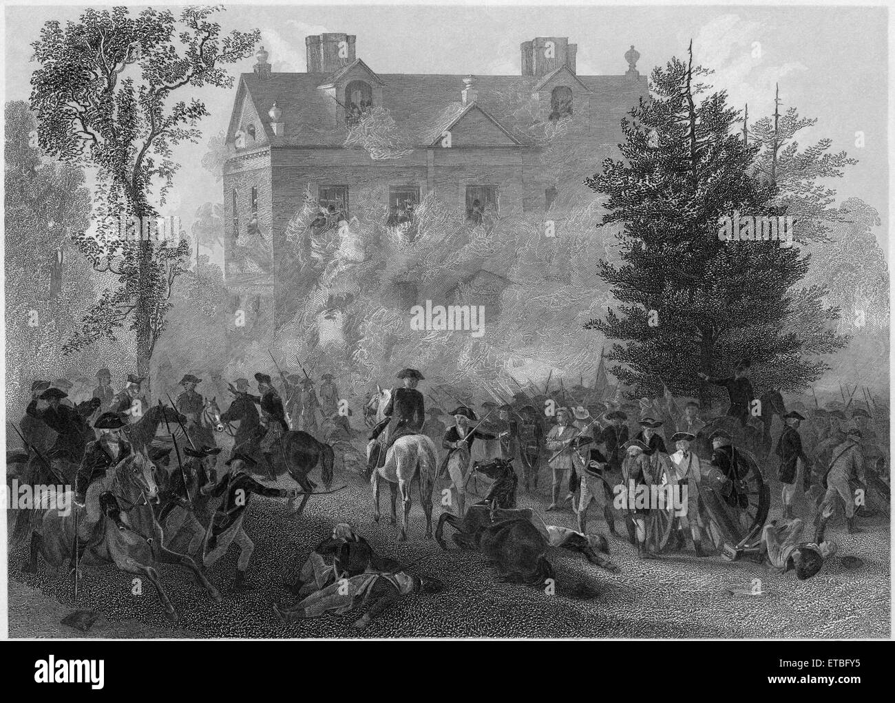 "Battaglia di Germantown - l attentato contro il giudice masticare's House", 4 ottobre 1777, dalla pittura da Alonzo Chappel, inciso da Hinshelwood, stampato da Henry J. Johnson Editore, NY, 1879 Foto Stock