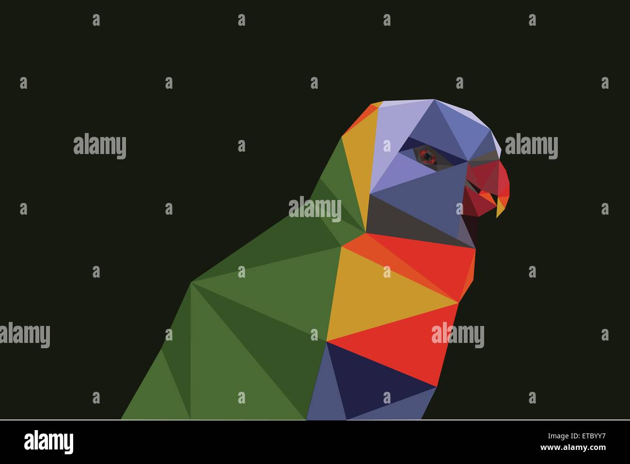 Bassa poli illustrazione vettoriale di pappagallo colorato. Illustrazione Vettoriale