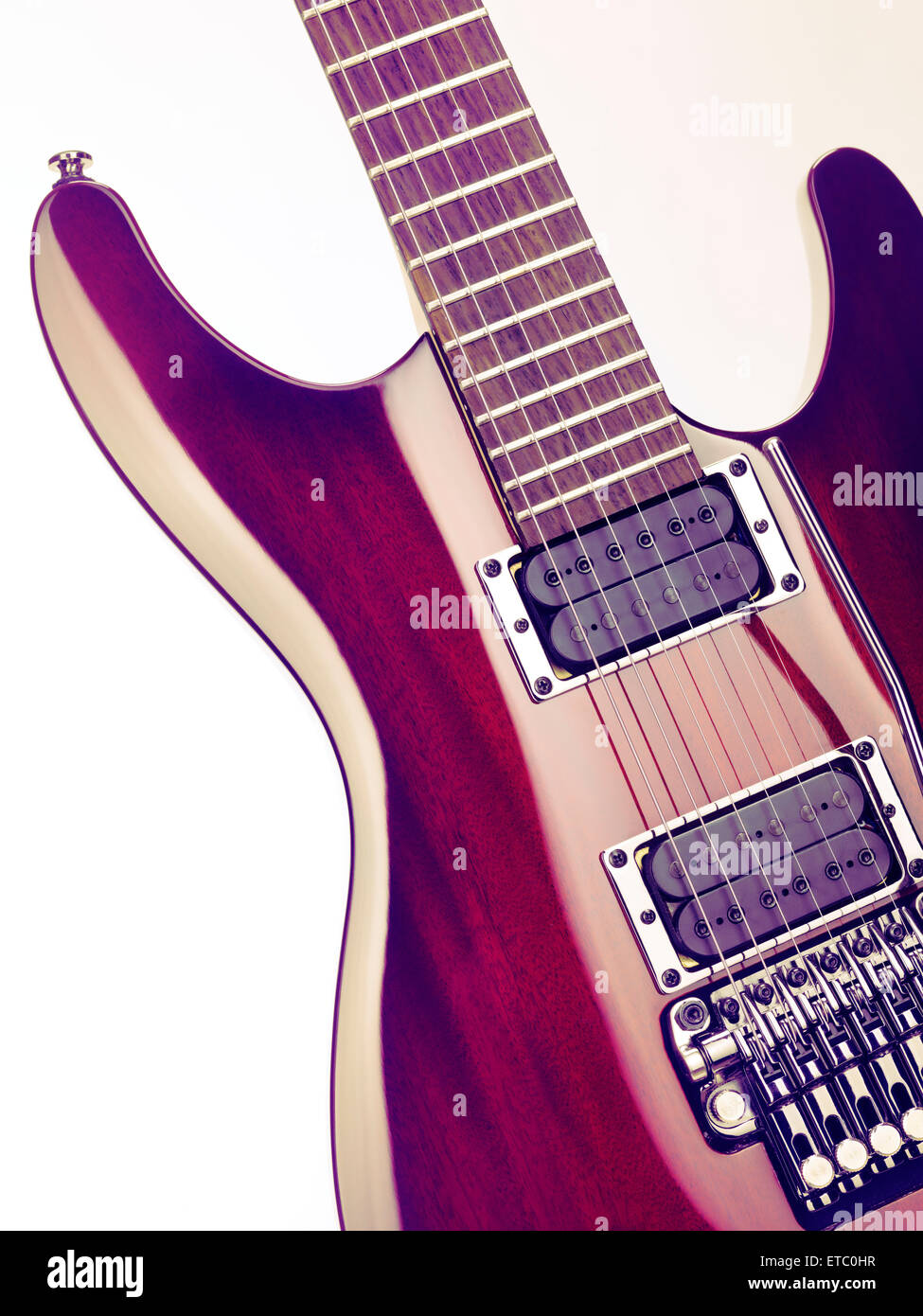 Red Ibanez serie S chitarra elettrica closeup artistica su sfondo bianco Foto Stock