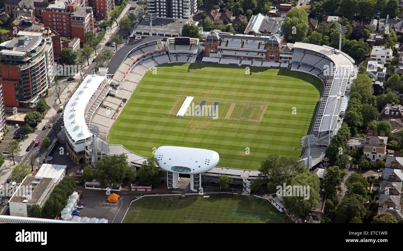 Vista aerea del Lords Cricket Ground, St Johns Wood, Londra, Regno Unito Foto Stock