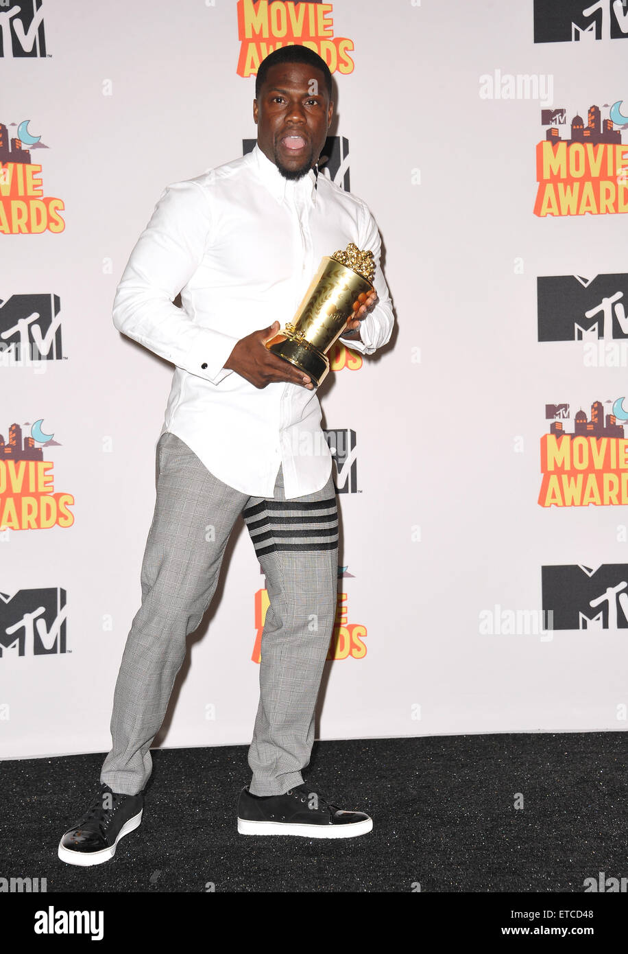 LOS ANGELES, CA - Aprile 12, 2015: Kevin Hart al 2015 MTV Movie Awards presso il Nokia Theatre LA LIVE. Foto Stock