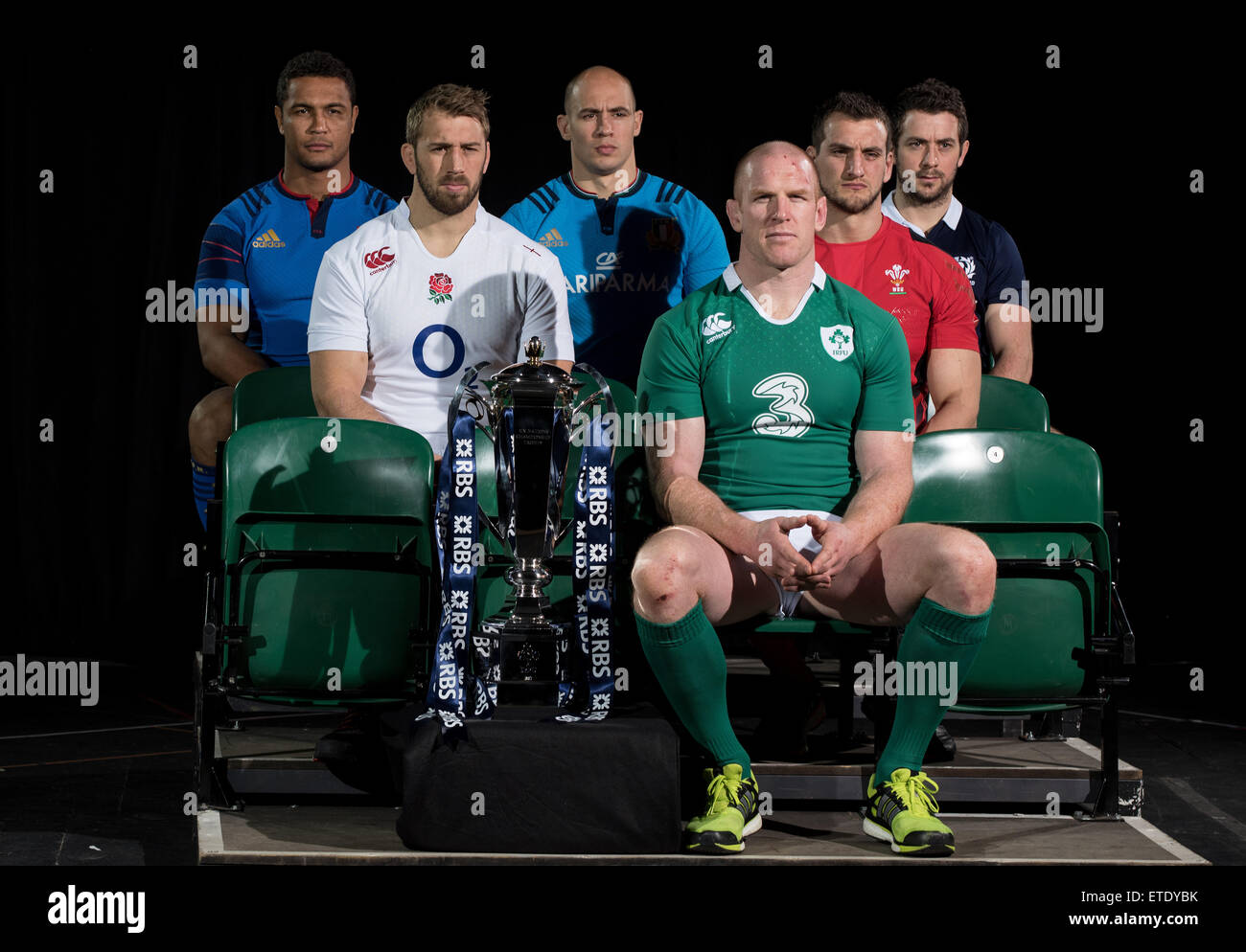 RBS 6 Nazioni - media lancio tenutasi presso l'Hurlingham Club. Dotato di: Chris Robshaw, Greig Laidlaw, Paul O'Connell, Sam Warburton, Sergi Parise, Thierry Dusautoir dove: Londra, Regno Unito quando: 28 Gen 2015 Credit: Daniel Deme/WENN.com Foto Stock