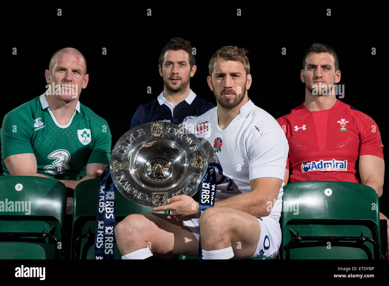 RBS 6 Nazioni - media lancio tenutasi presso l'Hurlingham Club. Dotato di: Chris Robshaw, Greig Laidlaw, Paul O'Connell, Sam Warburton dove: Londra, Regno Unito quando: 28 Gen 2015 Credit: Daniel Deme/WENN.com Foto Stock
