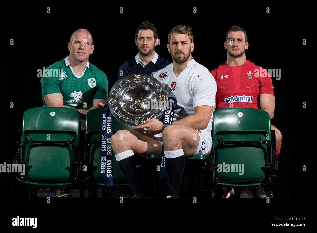 RBS 6 Nazioni - media lancio tenutasi presso l'Hurlingham Club. Dotato di: Chris Robshaw, Greig Laidlaw, Paul O'Connell, Sam Warburton dove: Londra, Regno Unito quando: 28 Gen 2015 Credit: Daniel Deme/WENN.com Foto Stock