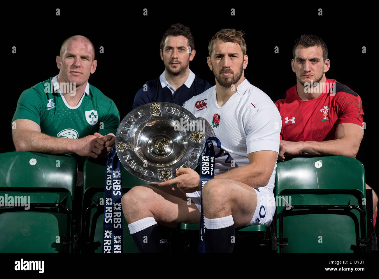 RBS 6 Nazioni - media lancio tenutasi presso l'Hurlingham Club. Dotato di: Chris Robshaw, Greig Laidlaw, Paul O'Connell, Sam Warburton dove: Londra, Regno Unito quando: 28 Gen 2015 Credit: Daniel Deme/WENN.com Foto Stock