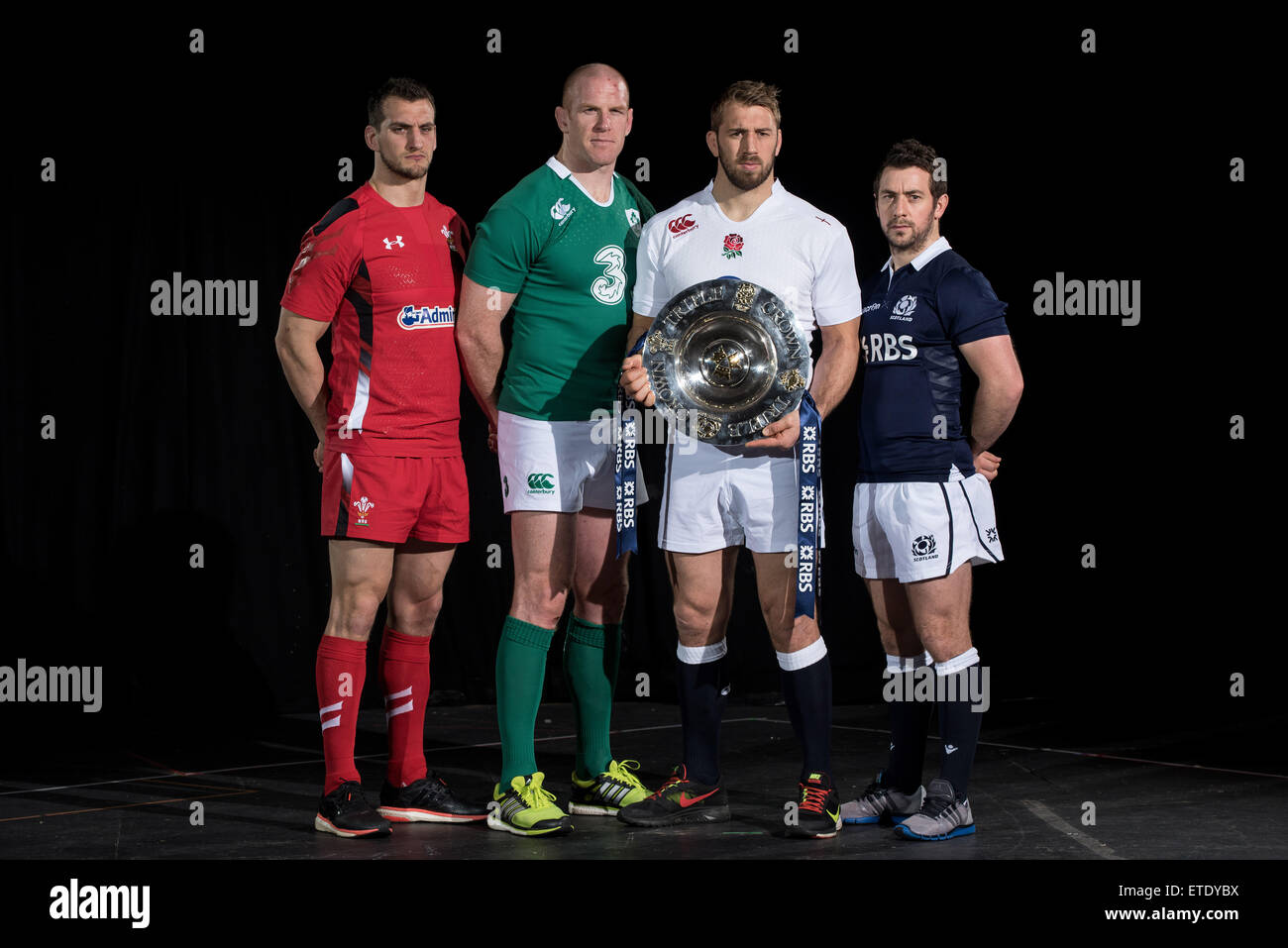 RBS 6 Nazioni - media lancio tenutasi presso l'Hurlingham Club. Dotato di: Chris Robshaw, Greig Laidlaw, Paul O'Connell, Sam Warburton dove: Londra, Regno Unito quando: 28 Gen 2015 Credit: Daniel Deme/WENN.com Foto Stock