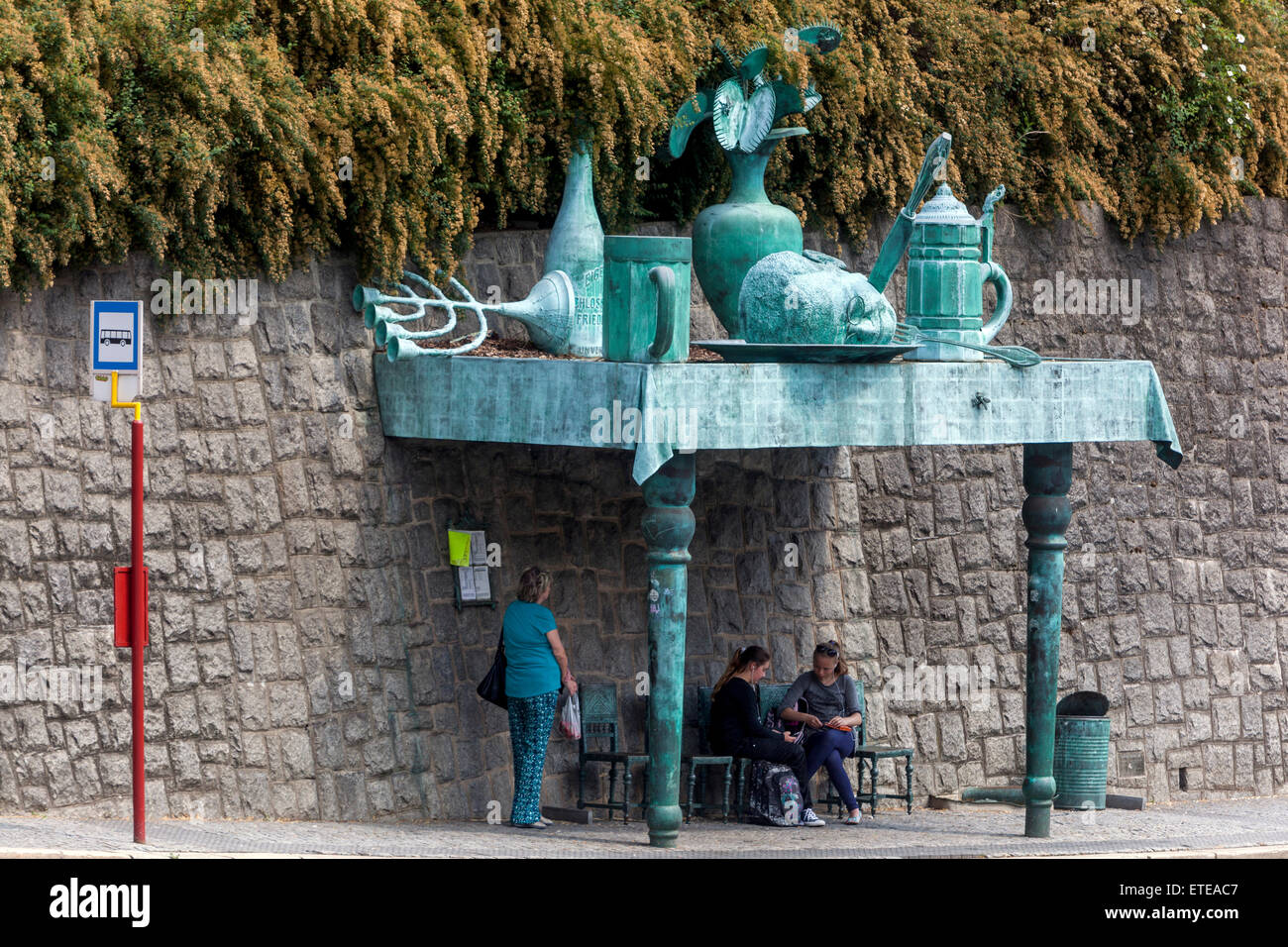 Fermata Dell'Autobus, David Cerny Work, Liberec Repubblica Ceca Foto Stock