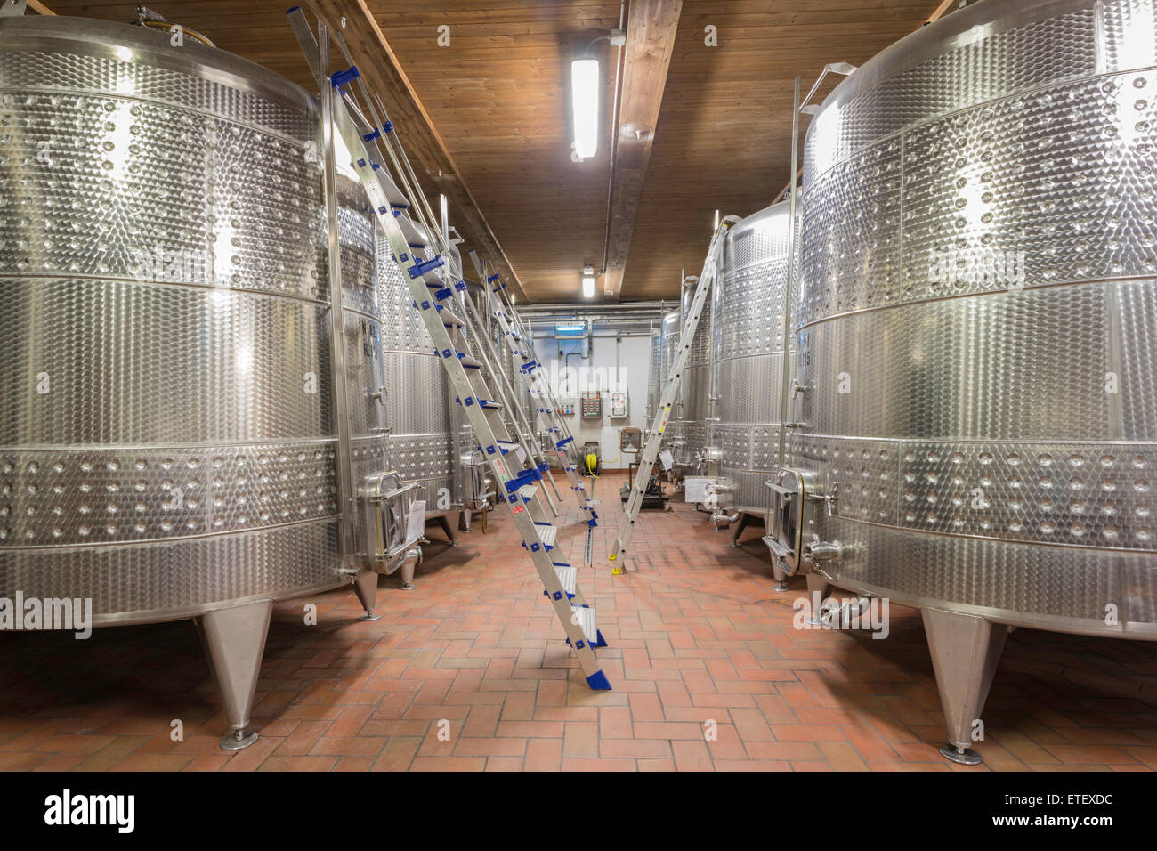Una moderna cantina di vini in Italia Foto Stock