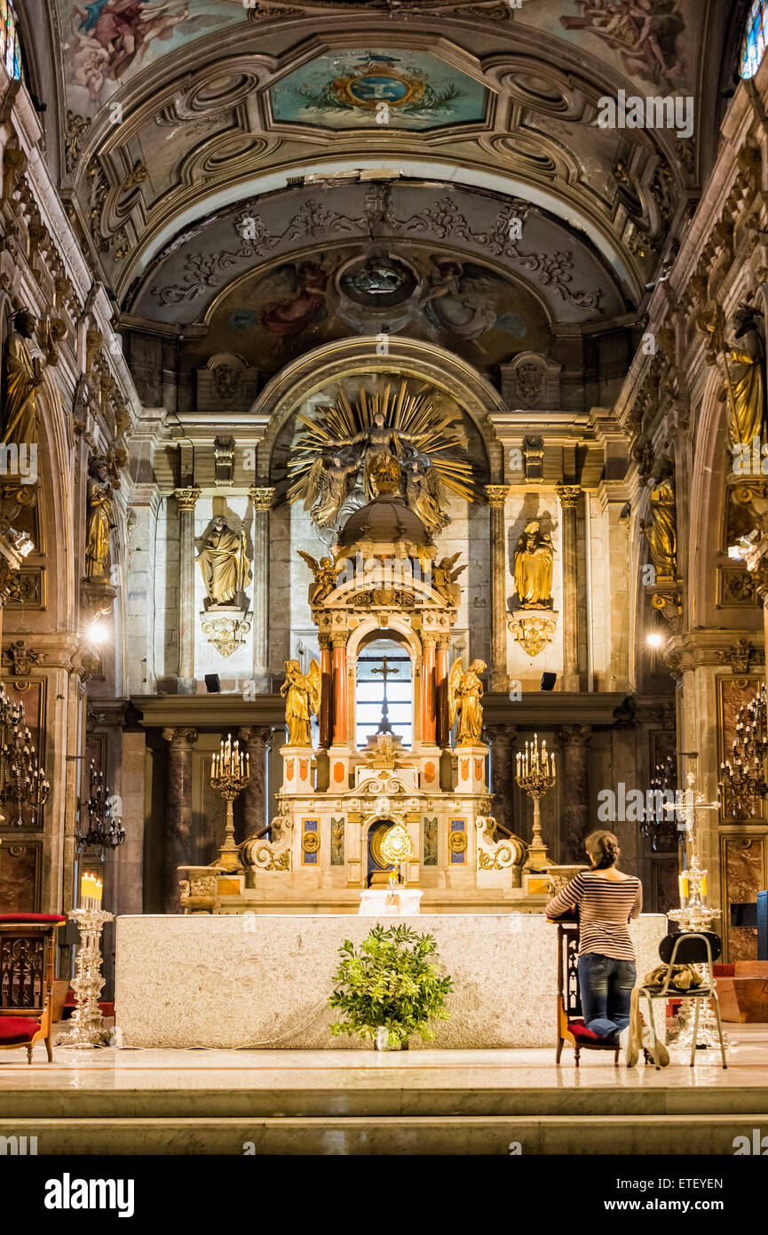 Cattedrale, interno, Plaza de Armas, Santiago del Cile Foto Stock