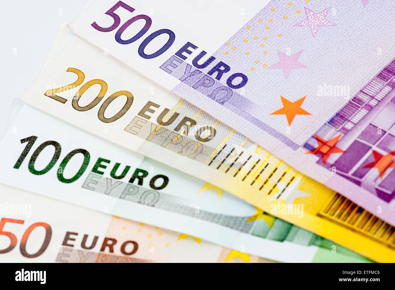 Valuta Euro carta nota dello sfondo. Foto Stock