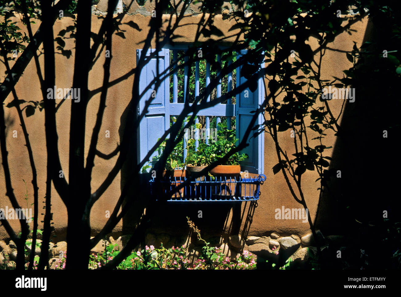 I giardini di Santa Fe, New Mexico, offrono una costante alimentazione di sorprese deliziose e armonici piaceri. Foto Stock