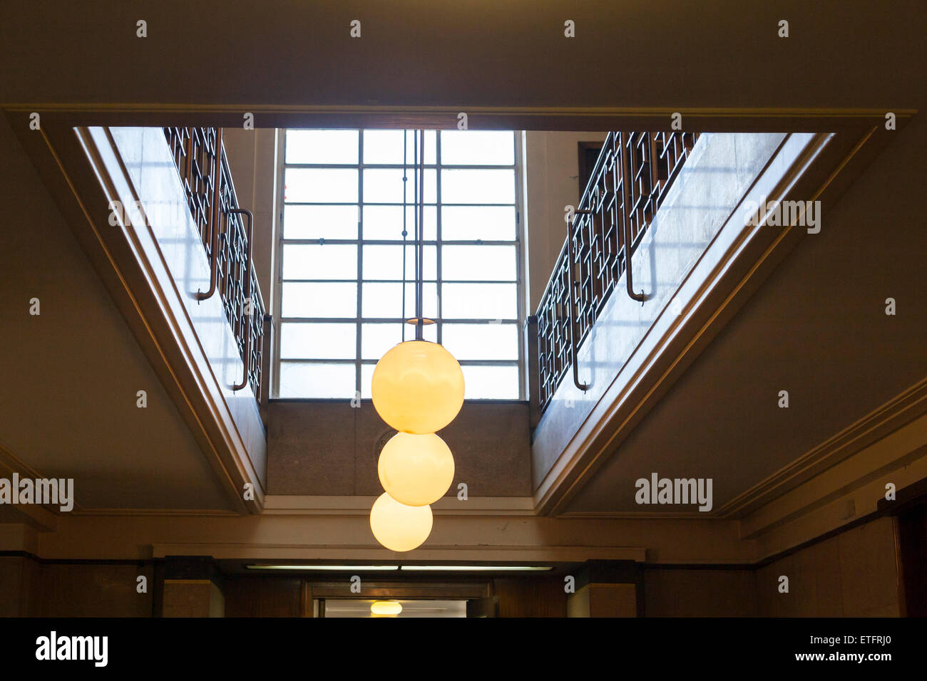 Art Deco atrium in Hornsey Town Hall di Londra, Regno Unito Foto Stock