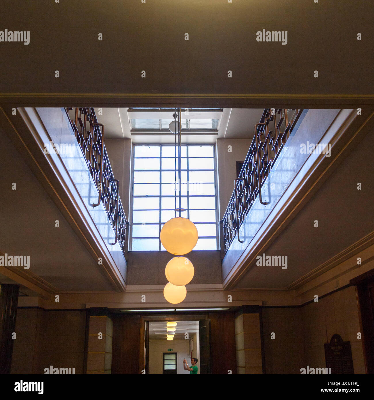 Art Deco atrium in Hornsey Town Hall di Londra, Regno Unito Foto Stock