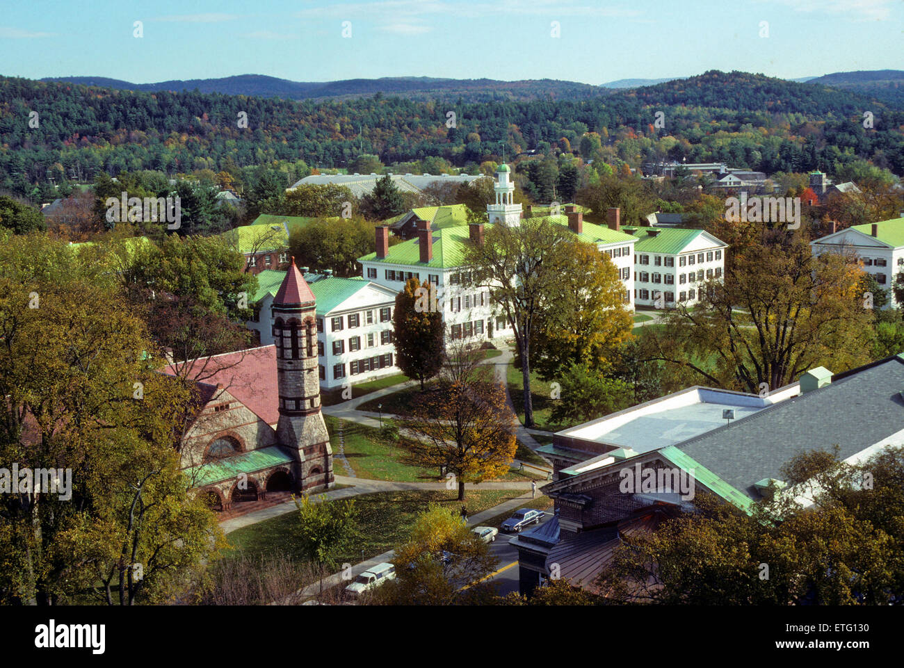 Vista in elevazione del Dartmouth College campus in Hannover, New Hampshire, Stati Uniti d'America - un Ivy League scuola. Foto Stock