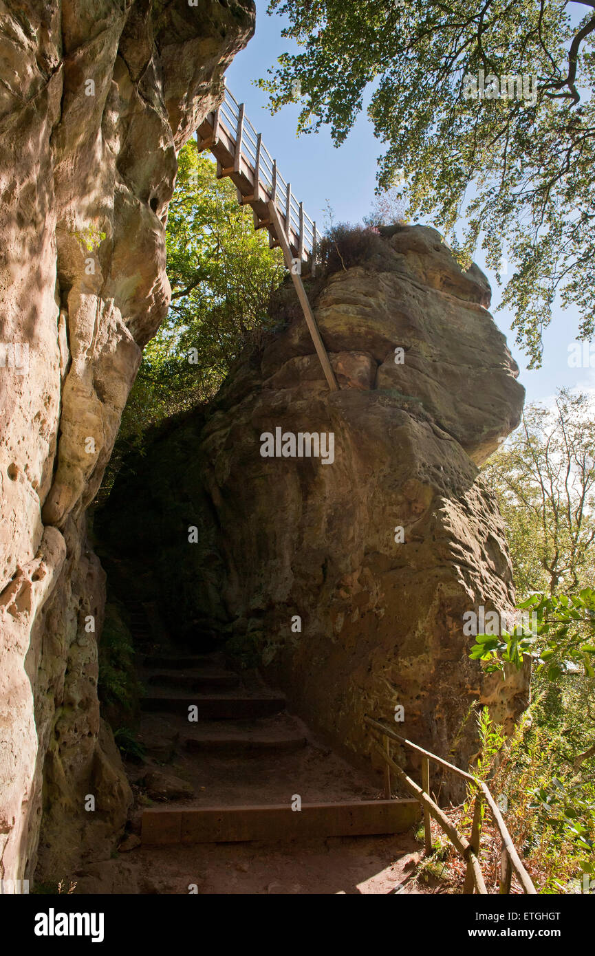 Swiss Bridge, Hawkstone Park Follies, Weston-sotto-Redcastle, Shropshire, Inghilterra, Europa Foto Stock