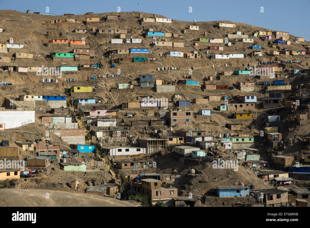 Baraccopoli nel distretto di comas, Lima, Perù. Foto Stock