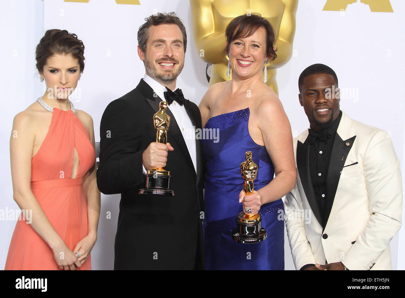 87Th annuale di Academy Awards - Press Room presso il Teatro Dolby con: Anna Kendrick, Patrick Osborne, Kristina Reed, Kevin Hart dove: Los Angeles, California, Stati Uniti quando: 22 Feb 2015 Credit: FayesVision/WENN.com Foto Stock