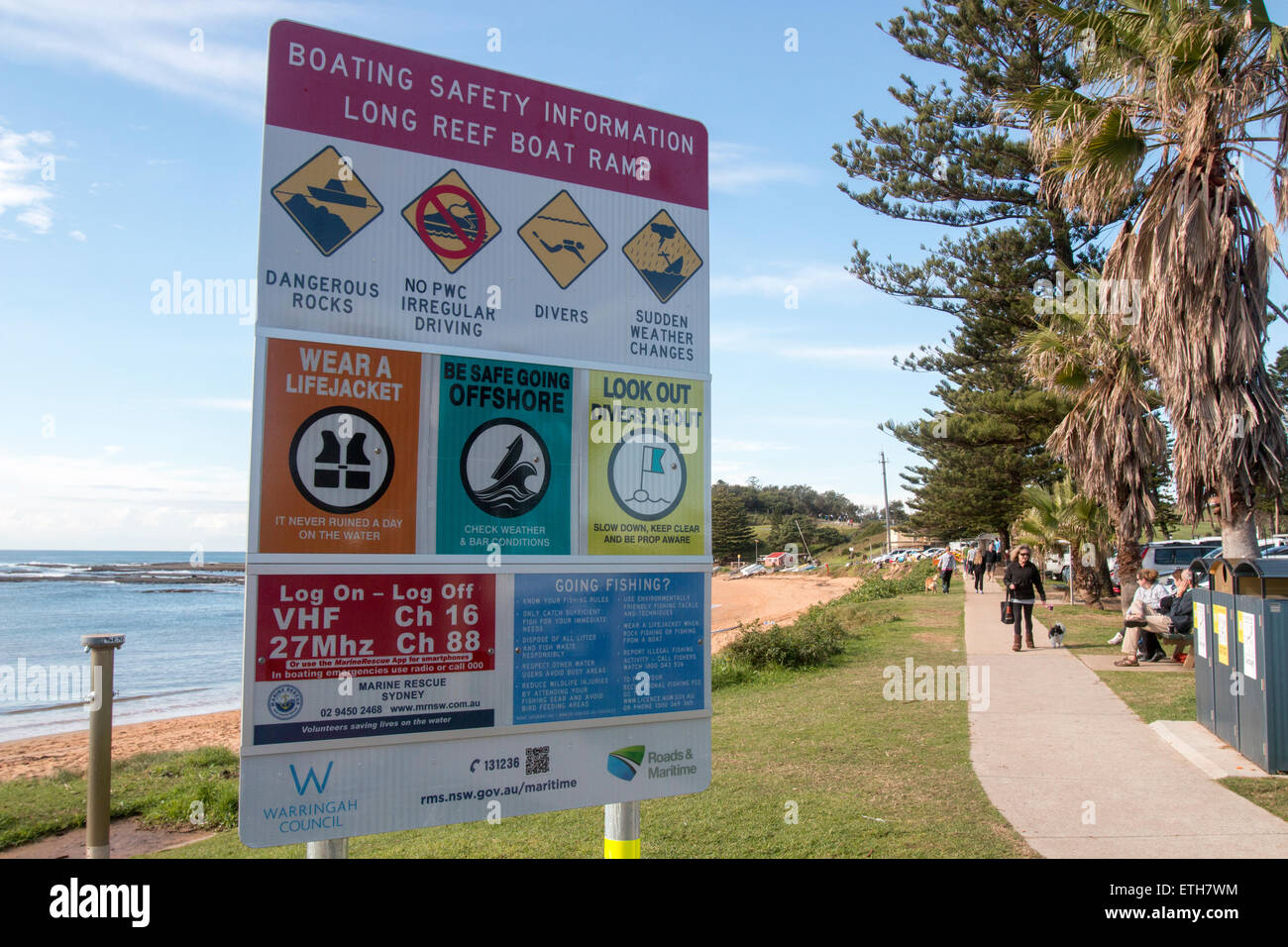 Lungo il Reef Punto con Fishermans beach e barca rampa a Sydney le spiagge del nord, Nuovo Galles del Sud, Australia Foto Stock
