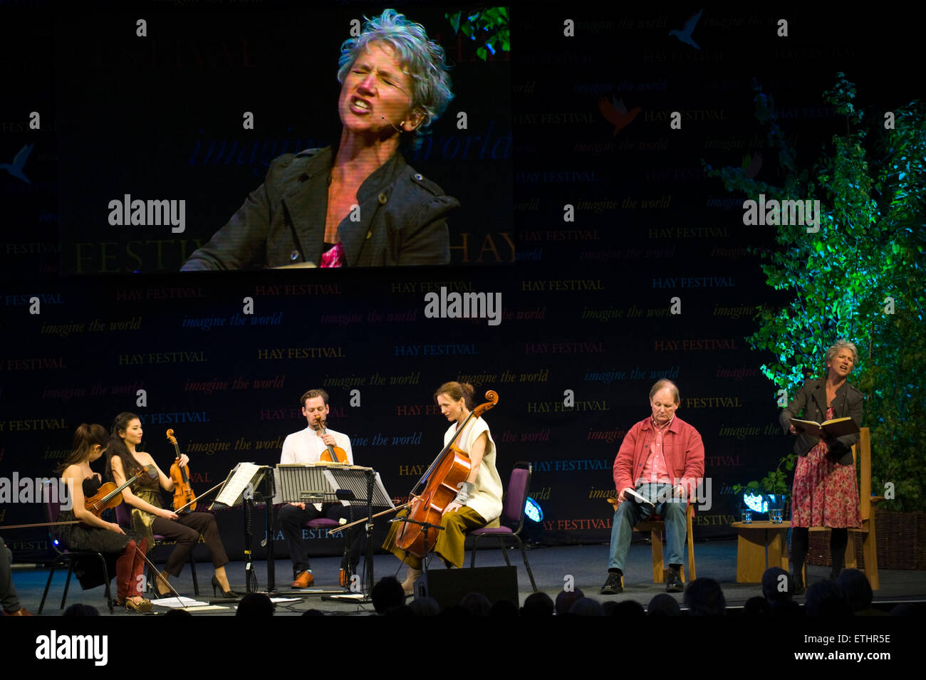 Concerto di Mozart sul palco a Hay Festival 2015 Foto Stock