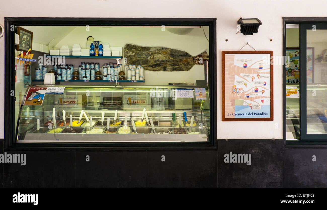 Gelateria a Camogli, Italia Foto Stock