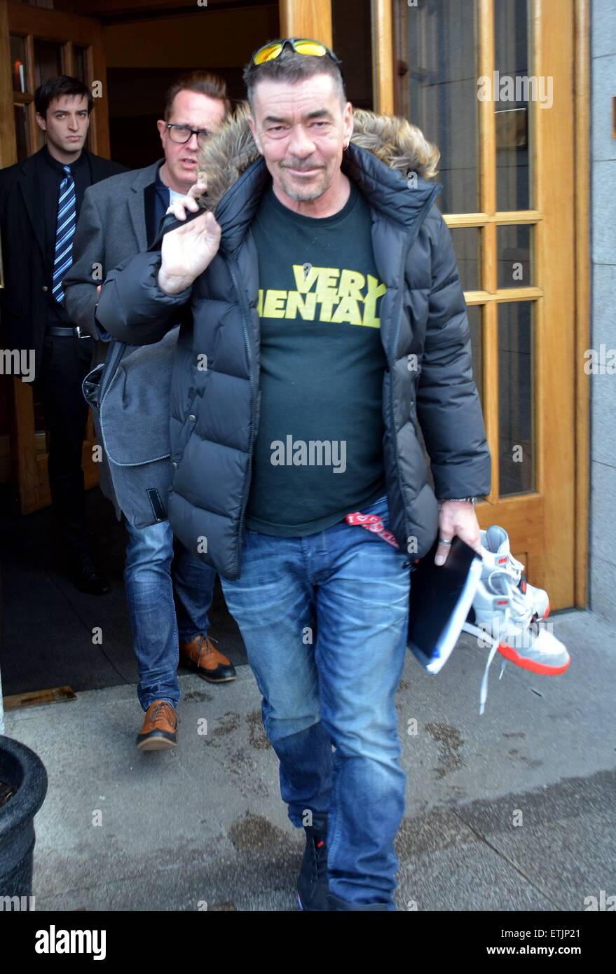 I membri di 80s new wave band Spandau Ballet visto lasciare il Clarence Hotel per eseguire la prima notte del loro Soulboys del mondo occidentale Live Tour a 3Arena, Dublino, Irlanda - 03.03.15. Dotato di: John Keeble dove: Dublino, Irlanda quando: 03 Mar 2015 Credit: WENN.com Foto Stock