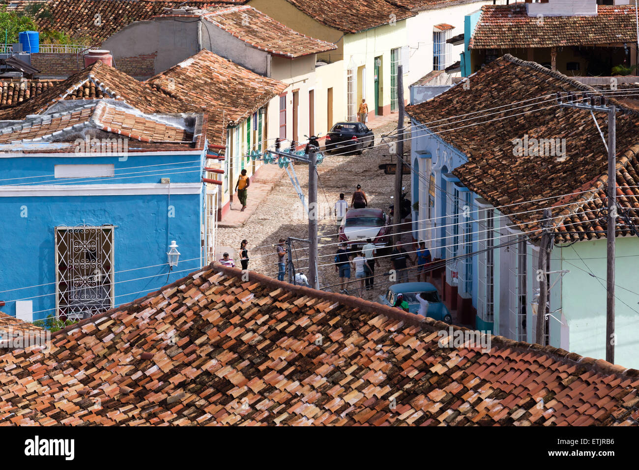 Vista sul tetto della strada di Trinidad, Cuba Foto Stock