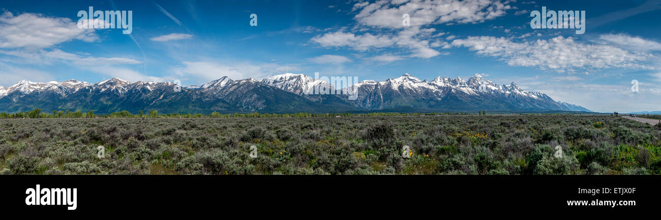 Ampia vista del Grand Teton Mountains a Gros Ventre Junction Wyoming. Foto Stock