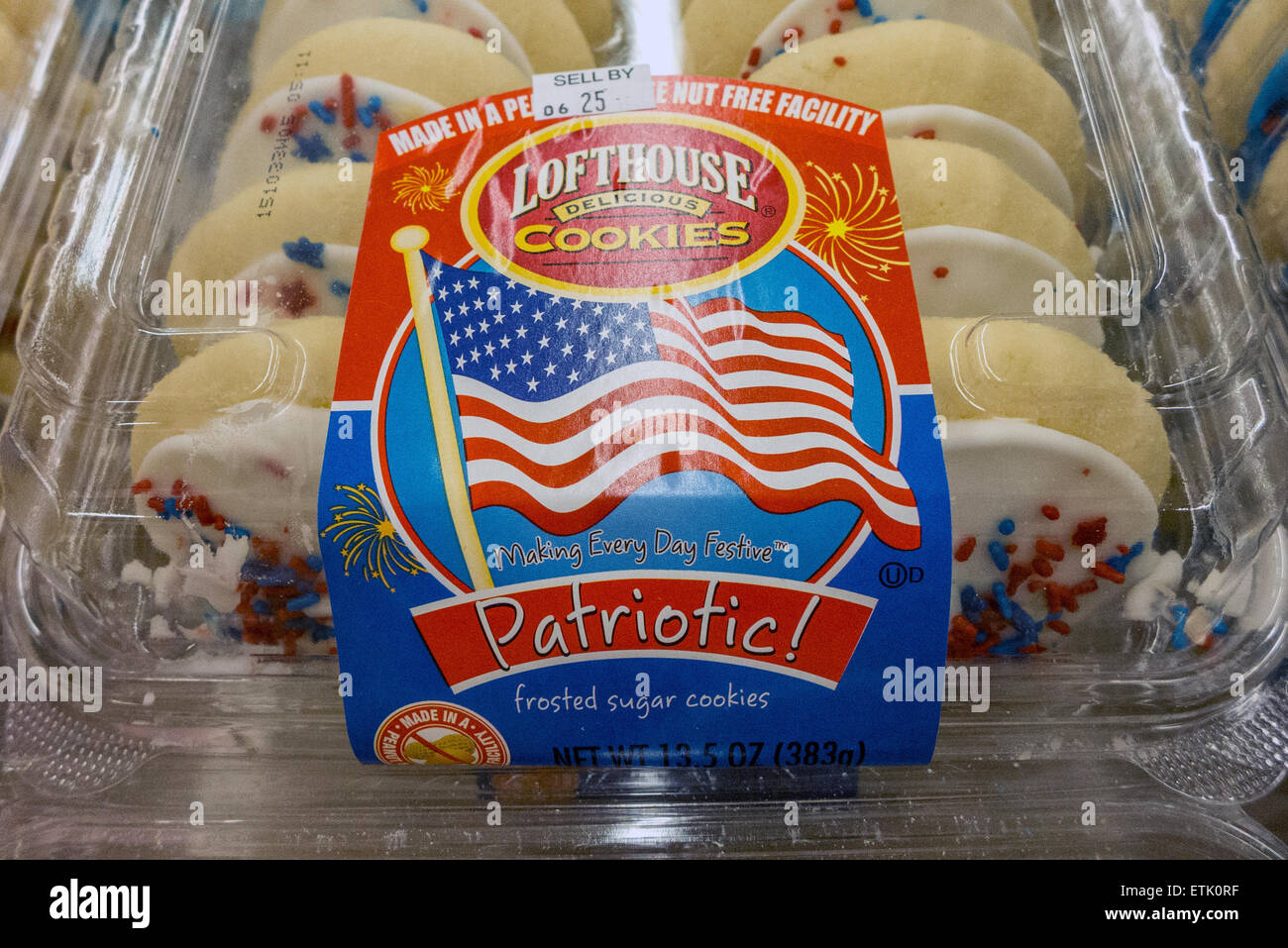 I cookie patriottica in vendita presso un supermercato americano Foto Stock