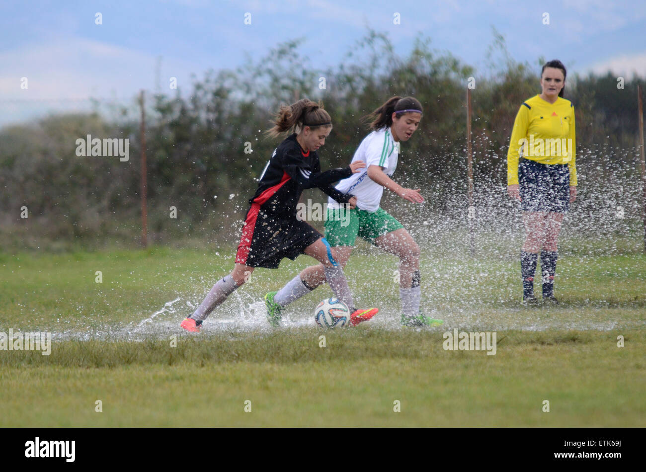 Partita di calcio, donne Foto Stock