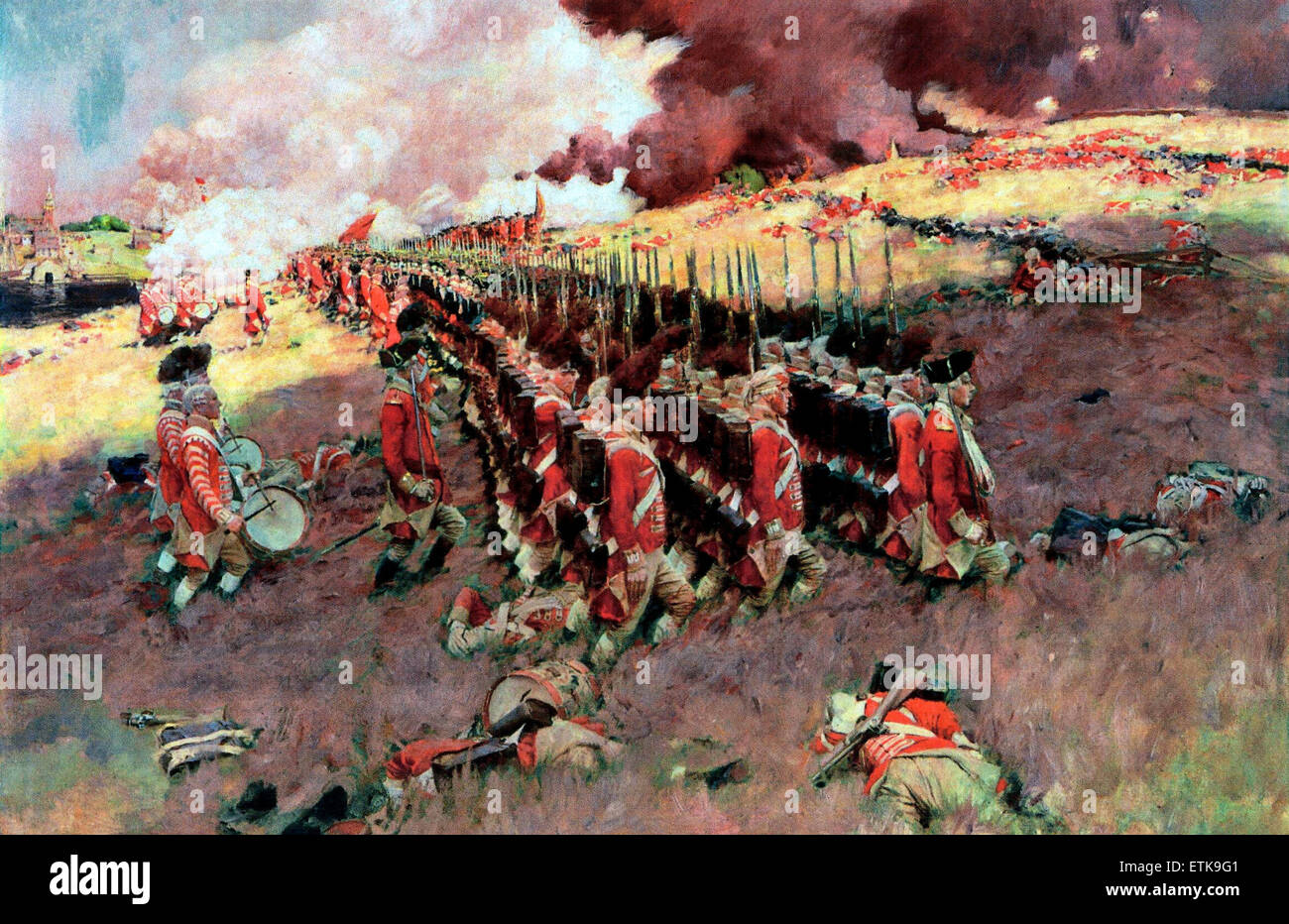 La battaglia di Bunker Hill, 1775 - USA guerra rivoluzionaria Foto Stock