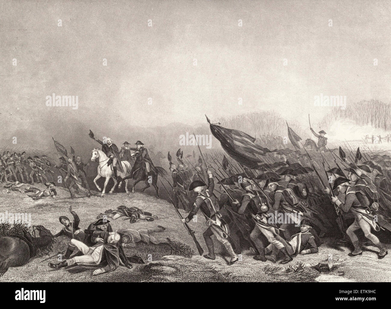 La battaglia di Princeton durante la Rivoluzione Americana, 3 gennaio 1777 Foto Stock