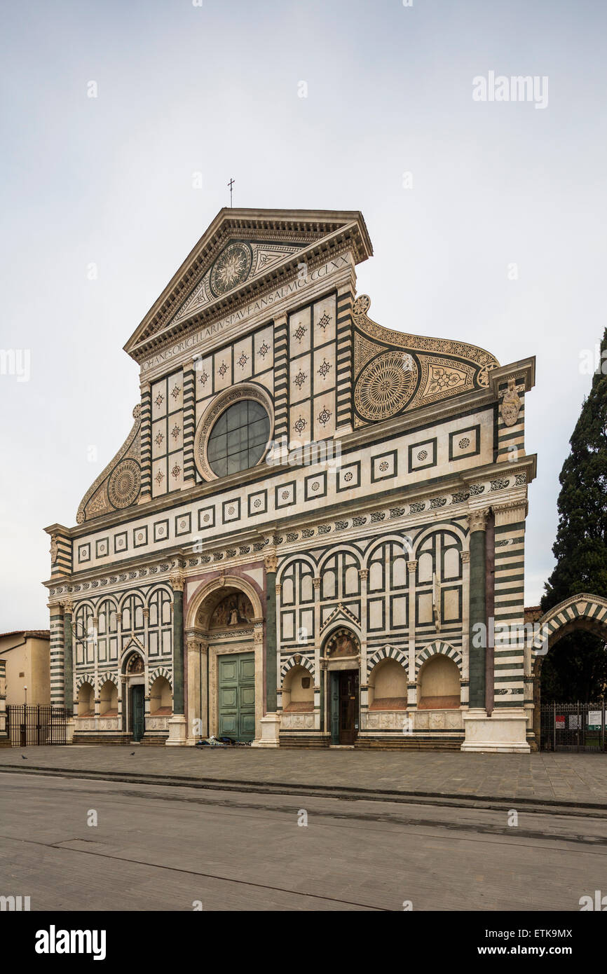 Ingresso facciata di Santa Maria Novella, Firenze, Italia Foto Stock