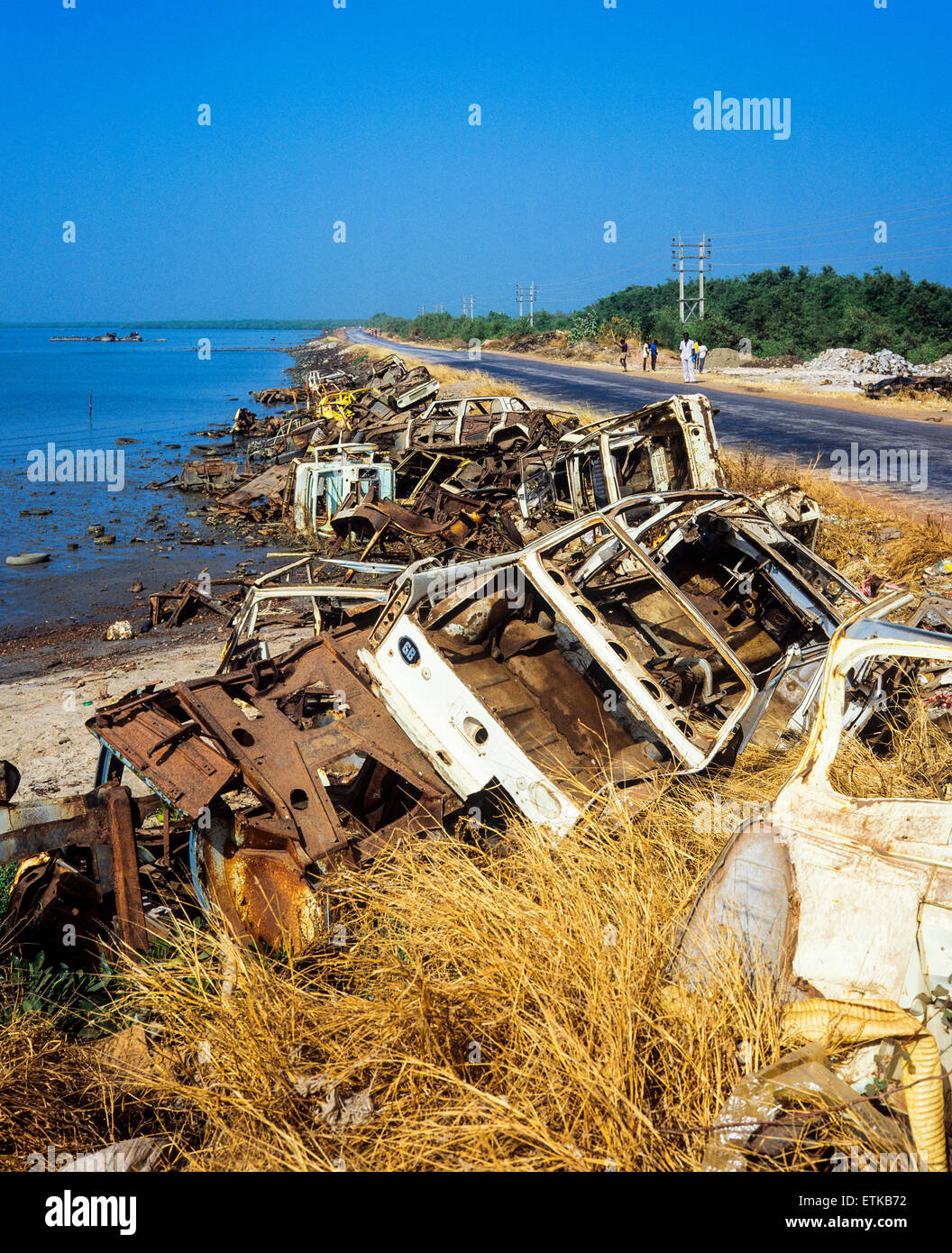 Cars junkyard, Gambia, Africa occidentale Foto Stock